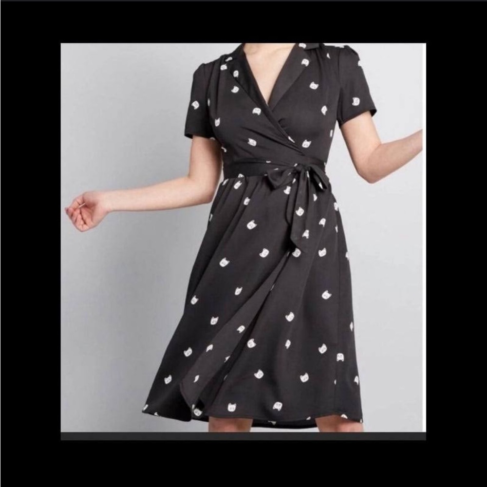 Modcloth Kitty Cat Wrap Dress 🐱